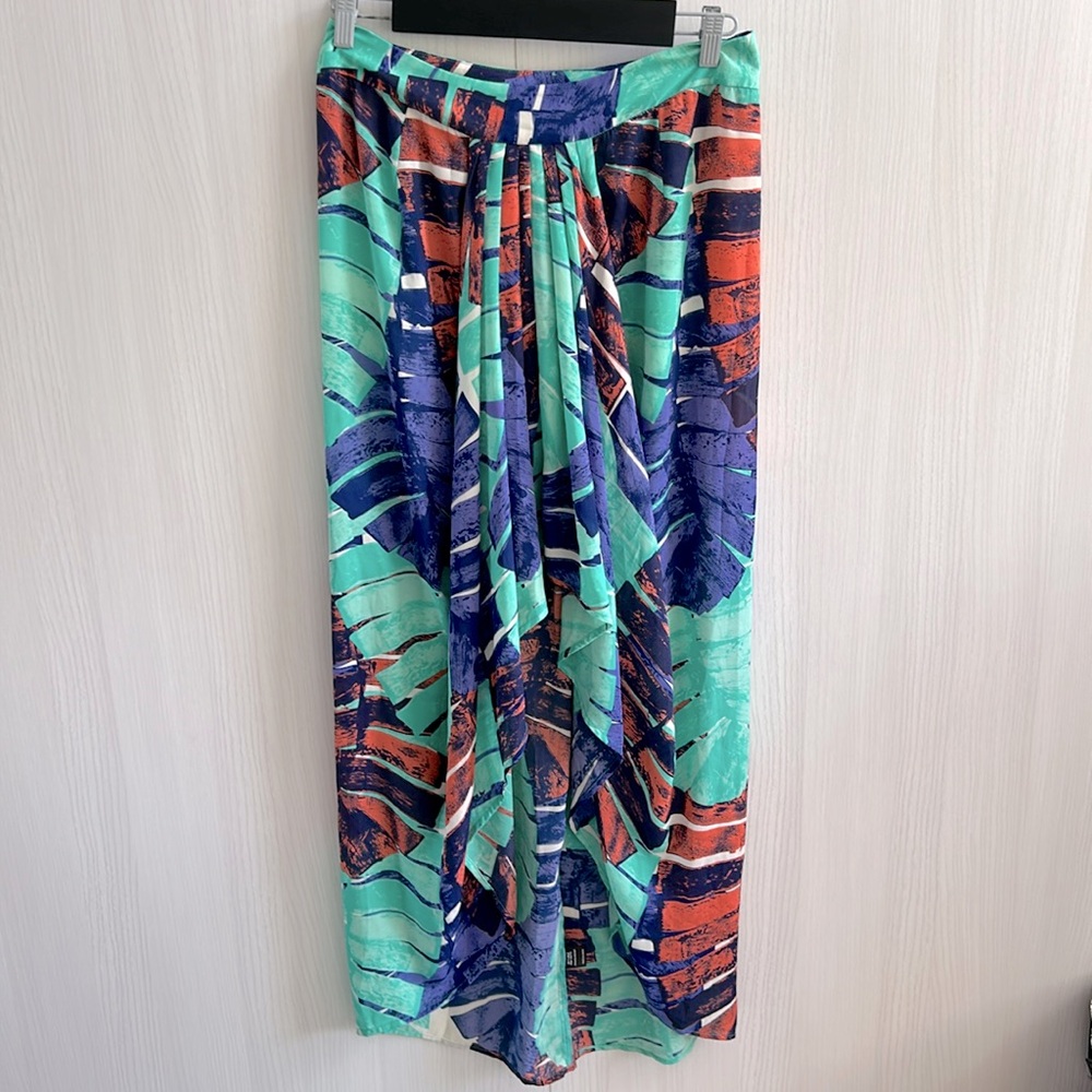 COPY - Olivaceous tropical palm leaf print maxi skirt size L